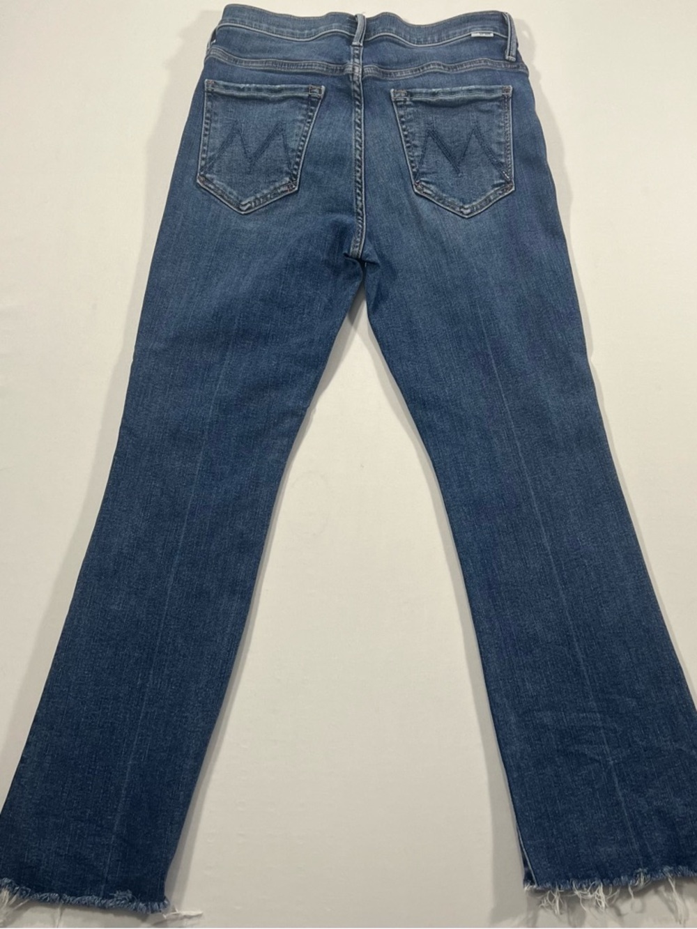 Mother Insider Crop Step Fray Jeans 26 Blue Raw Hem Kick Flare - Picture 2 of 14